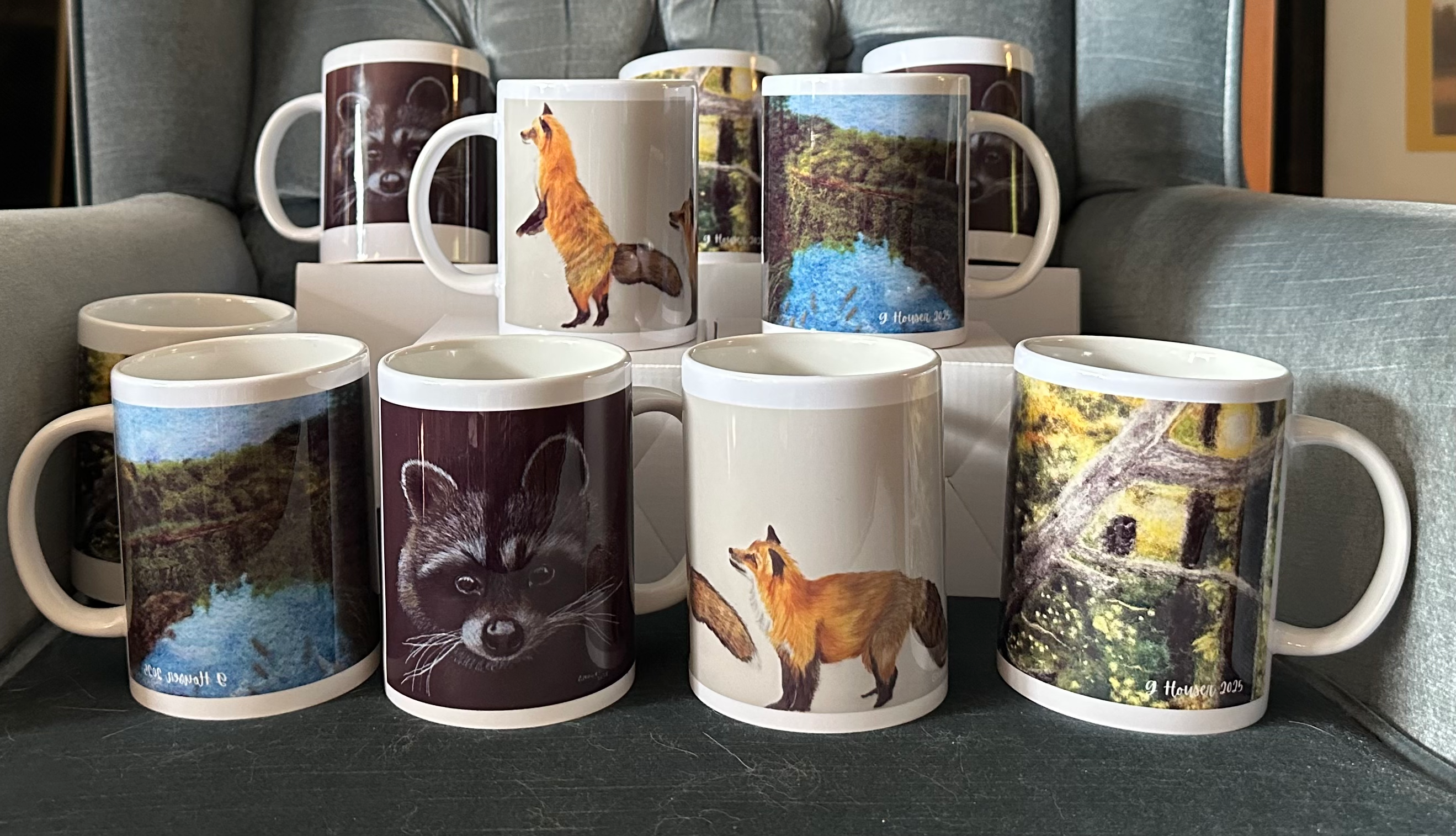 Lakehouse art printed mugs